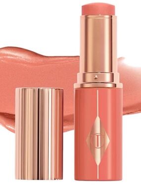 NIB★Charlotte Tilbury Unreal Lip + Cheek Glow Blush Stick in Peachy Glow